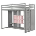 thumbnail image 6 of Twin Wood Loft Bed w/ Storage, Gray &amp; Pink, 78"x42", Bedroom Furniture. Wardrobe, Shelves, Cabinet, Reversible Ladder, for Small Spaces., 6 of 19