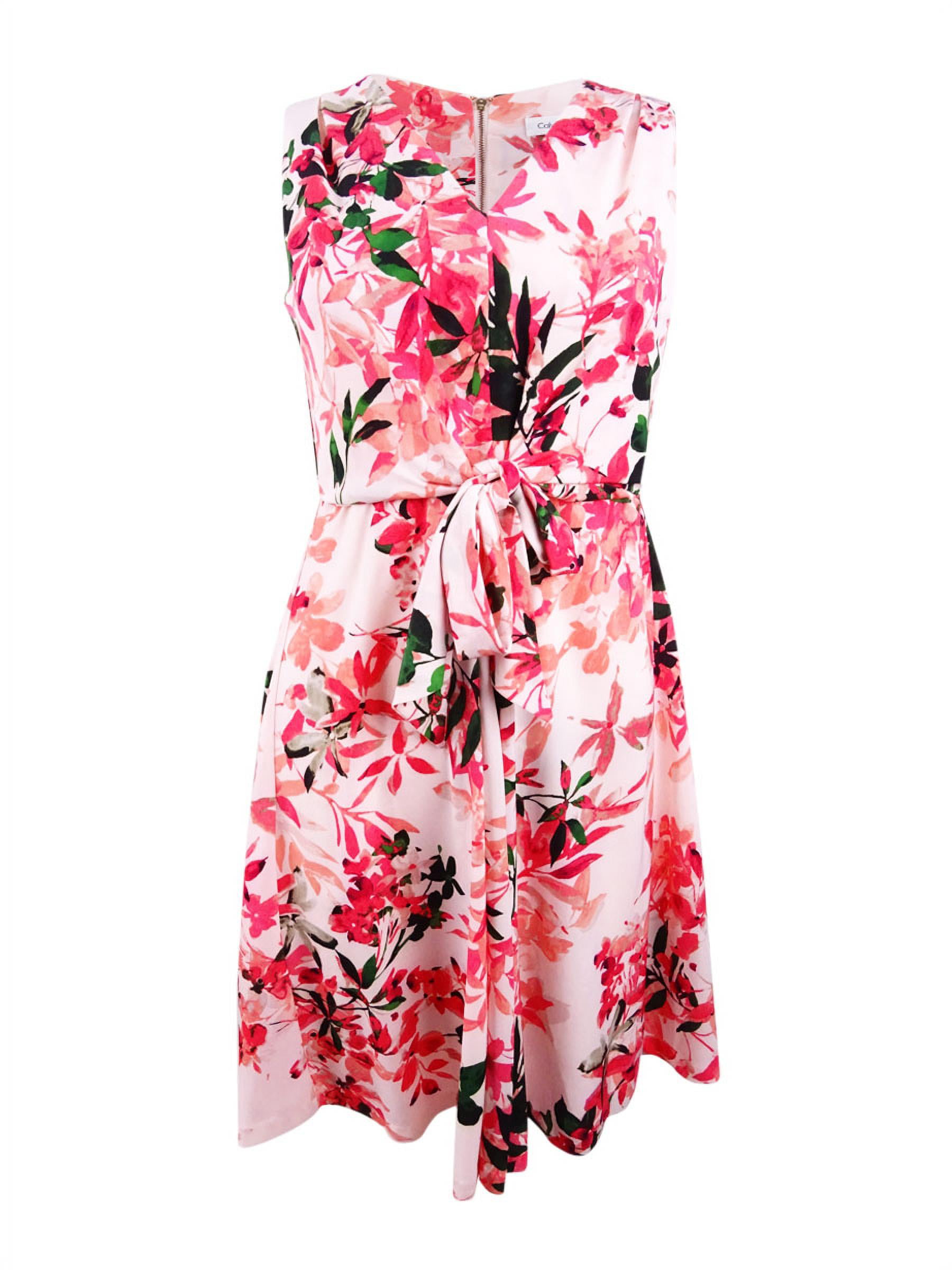 Calvin Klein Women's Floral-Print A-Line Dress (6, Hibiscus Multi)