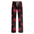thumbnail image 5 of Women's Drawstring Halloween Pajama Pants Bat Print Elastic Waist Wide Leg Loose Casual Lounge Trousers for Fall Sleepwear Daily Comfort Red S, 5 of 7