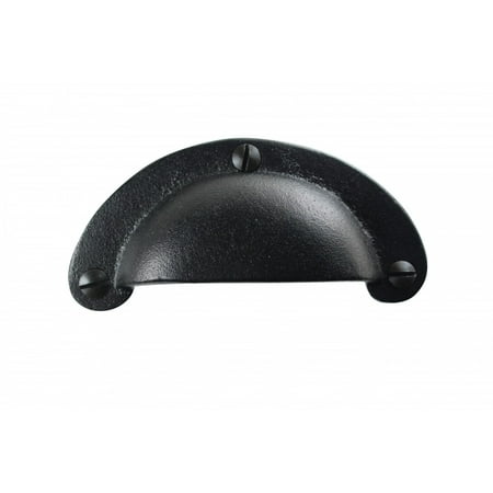 - Cabinet or Drawer Bin Pull Black Iron Cup 3 3/4