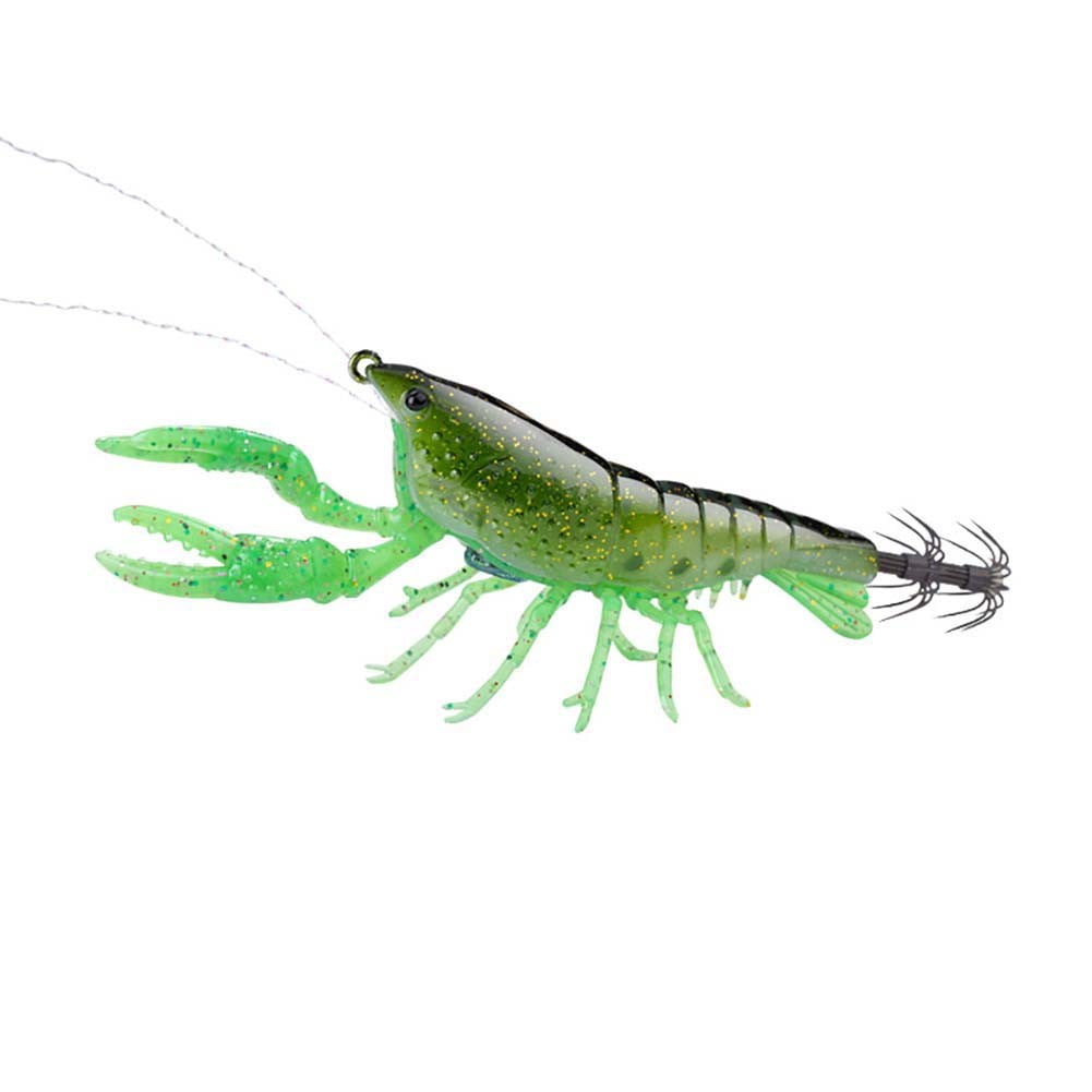 Mosiee 12.5cm/15.5G Crayfish Squid Bait Slow Sinking Shrimp with Fish Lure Lamp 07