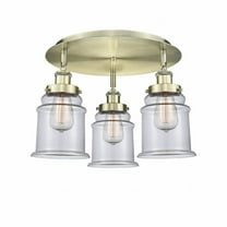 Innovations Lighting Canton - 3 Light 18" Flush Mount Antique Brass/Clear