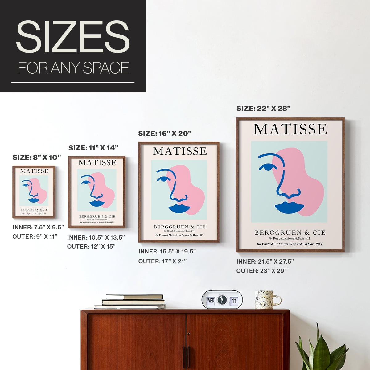 Matisse CDXCIX in Brown Solid Wood Framed Print No Nail Hanging