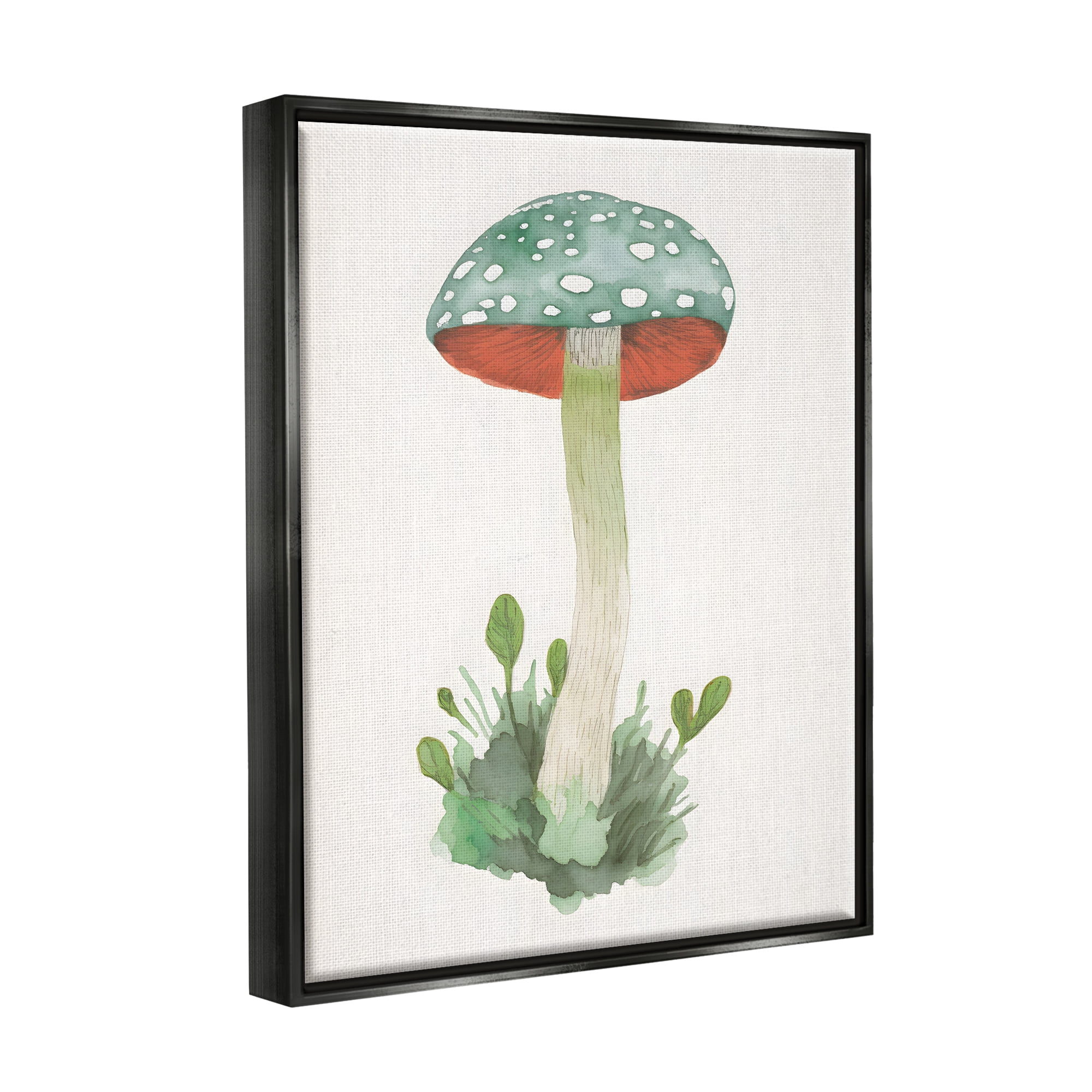 Stupell Industries Spotted Watercolor Mushroom Botanical & Floral Painting Black Floater Framed Canvas Art Print Wall Art, 17 x 21