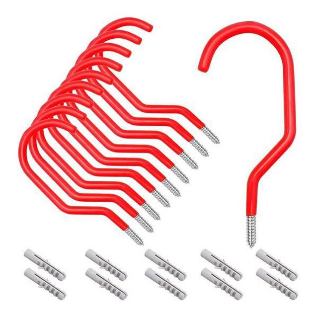 Juego de 10 ganchos de almacenamiento Brillar atornillables color rojo