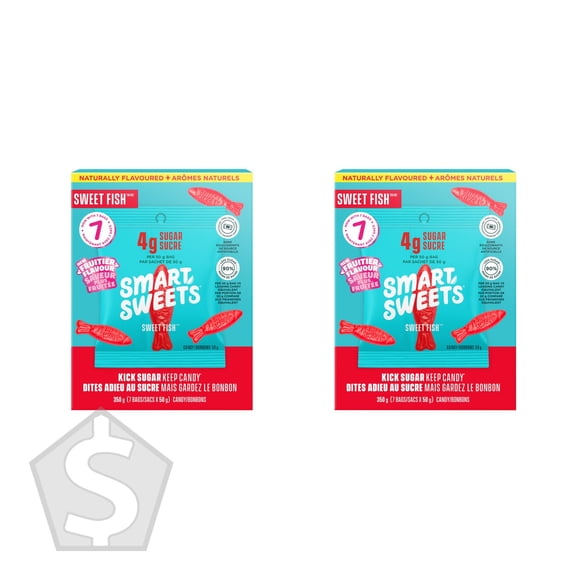 SmartSweets Sweet Gummy Fish Candy, 7 × 50 g (Pack of 2), 14 Bags Total