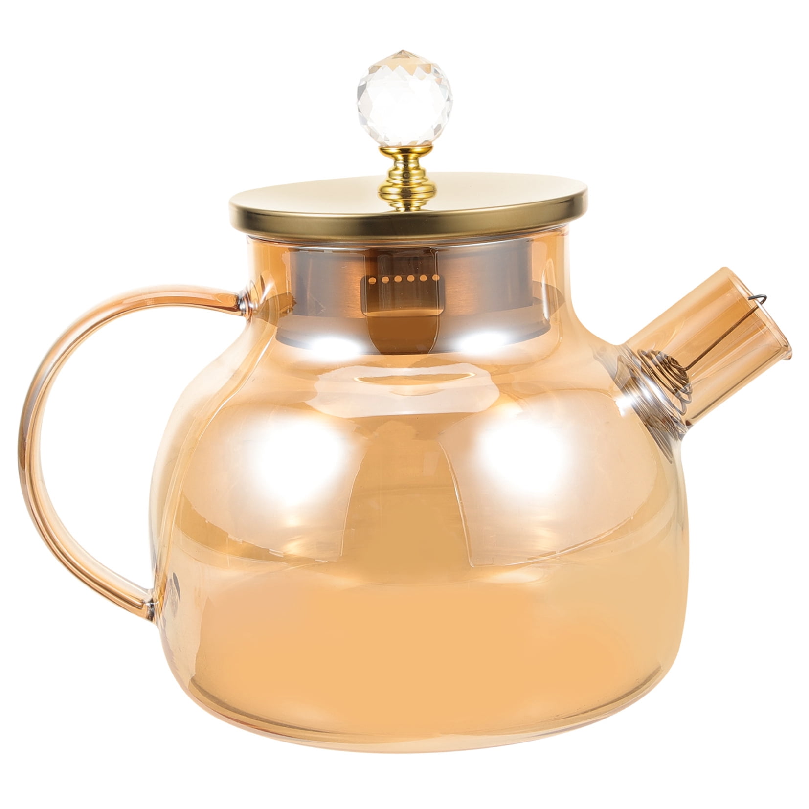 LEORX 1Set Glass Pitcher Heat Resistance Cold and Hot Beverage Storage Square Shape Orange 1L
