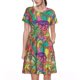 thumbnail image 1 of Easygdp Colorful Dinosaur para Vestido Transpirable de Mujer, Vestido Suelto de Manga Corta con Pliegues y Bolsillos para el Verano, 1 of 6