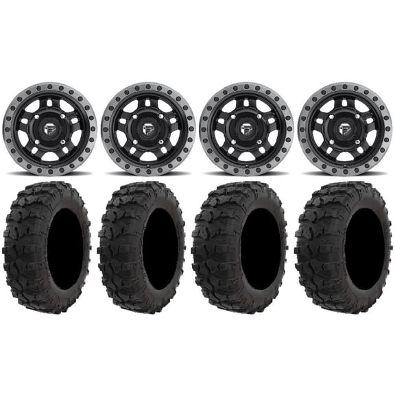 Fuel Anza Black 14" Wheels 26" Dual Threat Tires Sportsman RZR Ranger