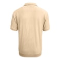 thumbnail image 7 of Men's Vertical Ribbed Knit Quarter Zip Polo Shirts, Short Sleeve Collared Casual Knitwear Khaki, 7 of 7