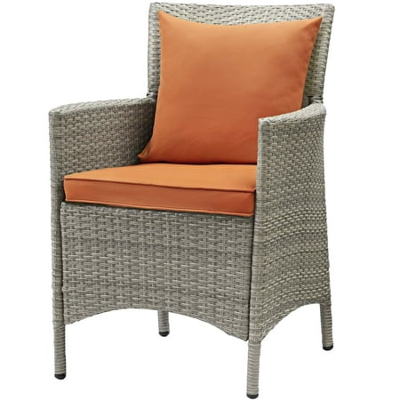 Balcony Dining Furniture Modern Contemporary Urban Design Outdoor Patio Balcony Garden Furniture Side Dining Chair Armchair, Rattan Wicker, Orange Light Gray ()