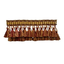 3" (7.5cm) Noblesse Collection Elaborate Two Tier Tassel Fringe Trim # TFH3D,, Burgundy Gold Red #1253 (Carmine Red, Yellow Gold, Dark Red) Sold By The Yard (36"/3 ft/0.9m)