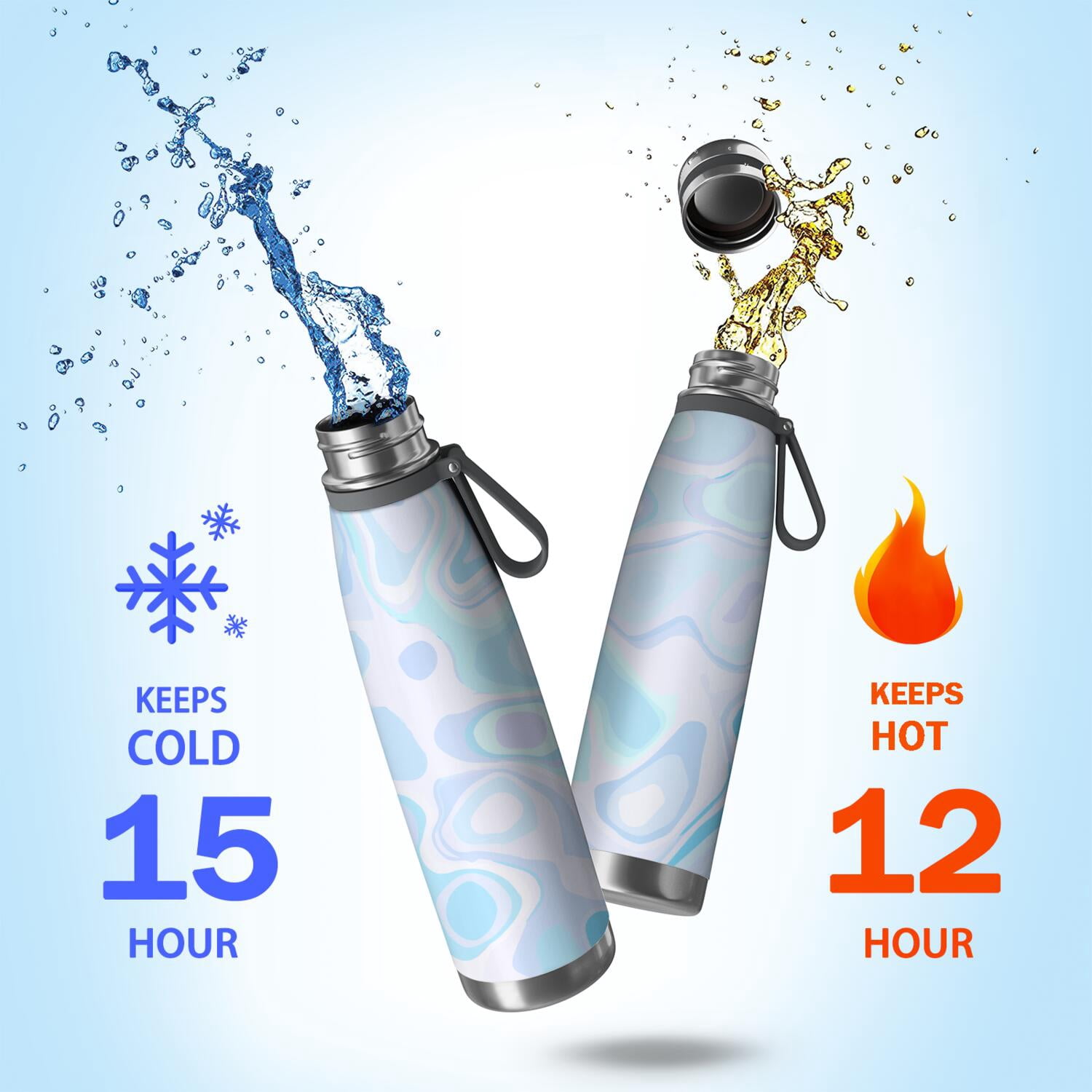 29oz Insulated Water Bottle with Tea Infuser, Stainless Steel Travel Mug, Fluid Smoke Aurora Art Style