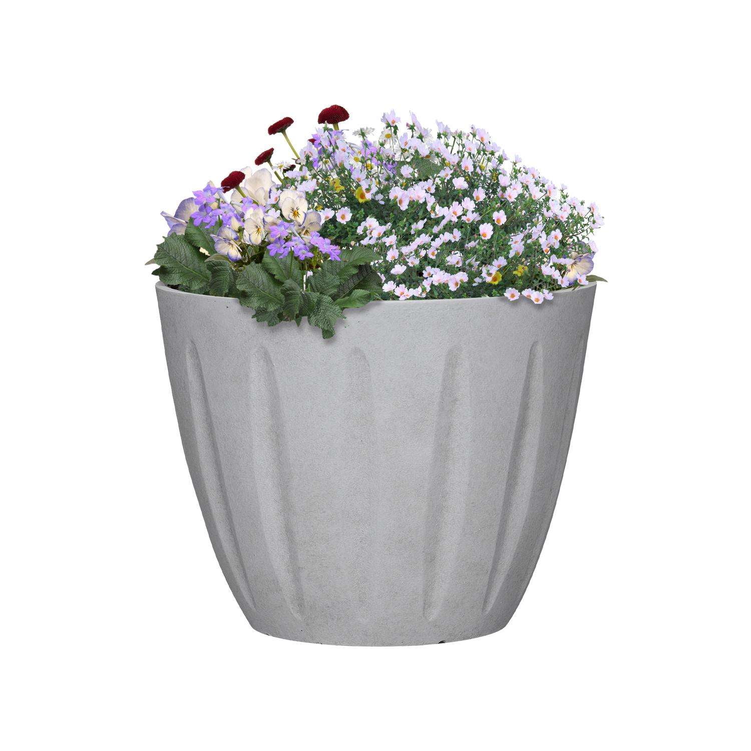 L&G Solutions 10 in. H X 12 in. D Polyresin Spritzer Planter Stone