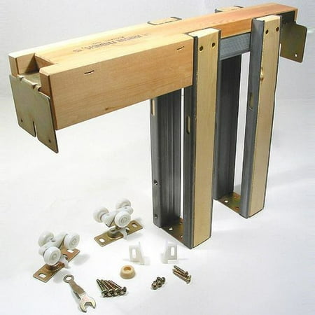 Chrome Pocket Door Hardware - Johnson Hardware 1500 Series Pocket Door Frame and Hardware Set 200lbs 154080PF