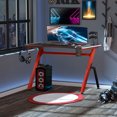 thumbnail image 2 of HOMCOM 47" Gaming Desk with LED Lights, Home Office Gaming Table, Computer Table with Hook, Cup Holder, Controller Rack & Cable Management, 2 of 10