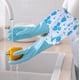 thumbnail image 5 of Delantal Miyuadkai con mangas de goma para limpieza del hogar, guantes de látex con puños impermeables, medianos, para lavar platos, largos, para cocina, comedor y bar, color azul, 5 of 5