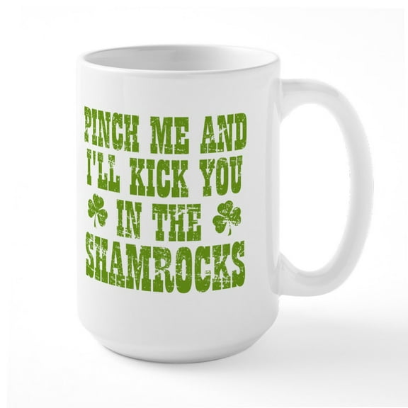 CafePress - Shamrocks Large Mug - 15 oz Ceramic Large White Novelty Mug