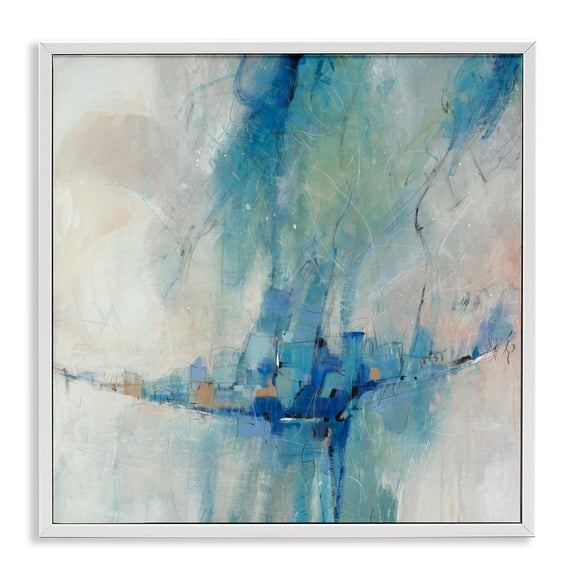 Stupell Industries Modern Modern Blue Shapes Gathered White Framed Giclee Art, 17 x 17, by Tim O'Toole