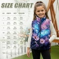 thumbnail image 7 of Uorisanigo Unisex Kids Fleece Vest Puffy Sleeveless Zip Front Blue Butterfly Floral Jacket Fall Winter Warm Outwear Full-Zip Jacket Vest Trendy Clothes Stand Collar Outwear, 7 of 7