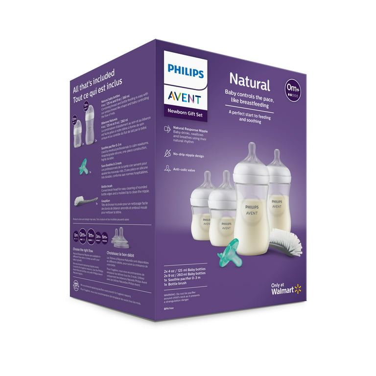 Philips Avent Natural Baby Bottle with Natural Response Nipple Newborn Gift  Set, SCD837/03