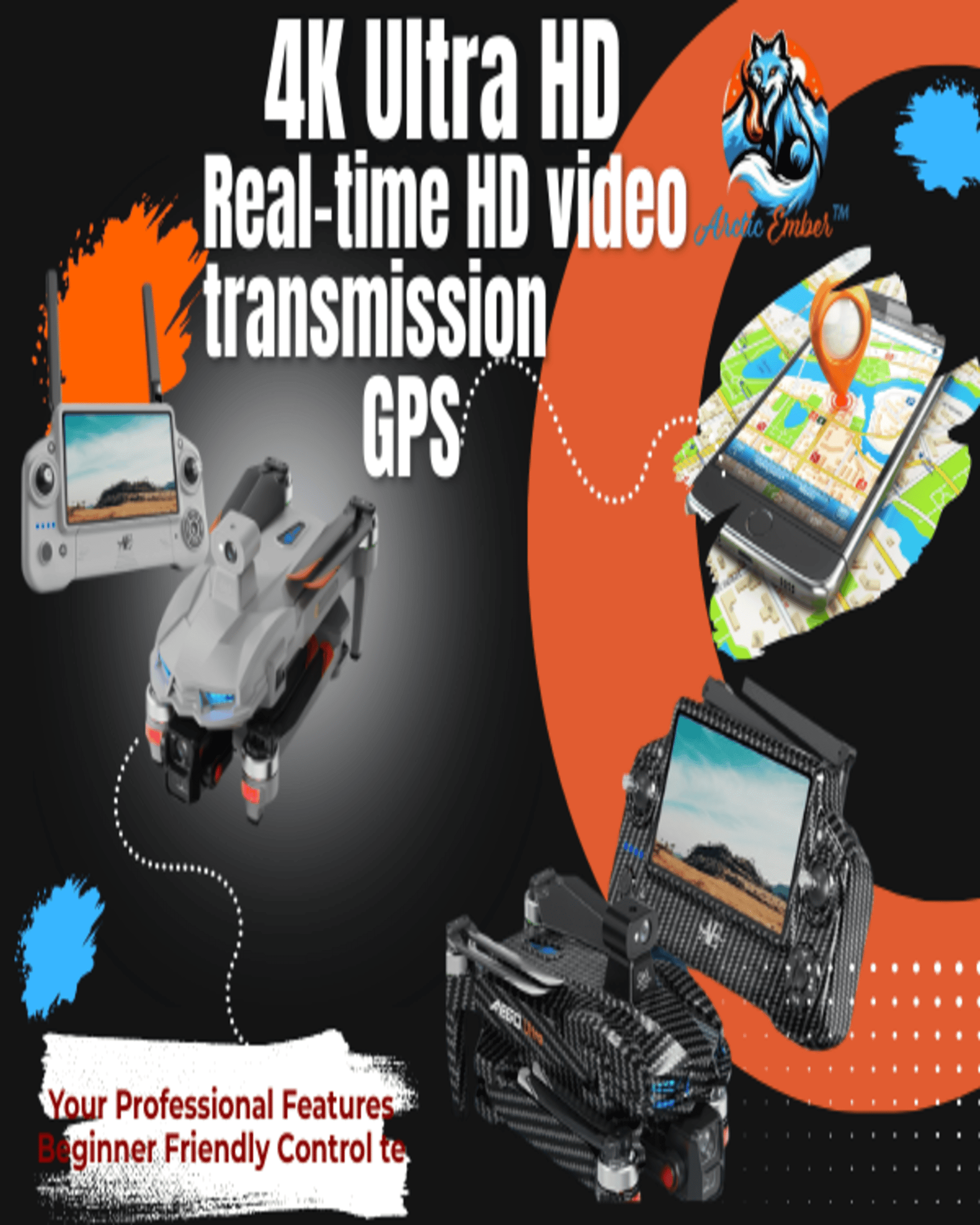 Ae60 Ultra GPS Camera Drone with 4K HD Camera, Screen Controller, Obstacle Avoidance and Auto Return for Adults