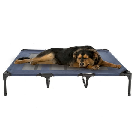 Elevated Dog Bed - 48x35.5-Inch Portable Pet Bed with Non-Slip Feet - Indoor/Outdoor Dog Cot or Puppy Bed for Pets up to 110lbs by PETMAKER (Blue)