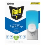 Raid Essentials Flying Insect Light Trap Starter Kit, Electric Flying Insect Trap & Refill