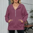 thumbnail image 2 of Godom Women's Sweatshirt Quarter-Zip V Neck Fleece Pullover Hoodie Oversized Hoodies, 2 of 7