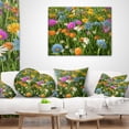 thumbnail image 4 of Designart Different Color Flowers in Field - Floral Throw Pillow - 18x18, 4 of 5