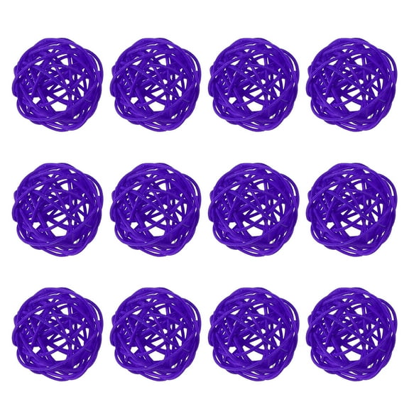 Uxcell 12 Pcs Wicker Rattan Balls 2 Inch Rattan Decorative Balls Vase Fillers for Wedding Party Centerpiece Bowls Home Decoration, Purple