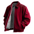 thumbnail image 2 of Men's Winter Casual Jacket with Solid Color Design, Front Pockets, Full Zipper Closure, Large Size Fit for Sports and Outdoor Adventures during Cold Weather Holidays and Daily Leisure Wear,Wine,M, 2 of 6