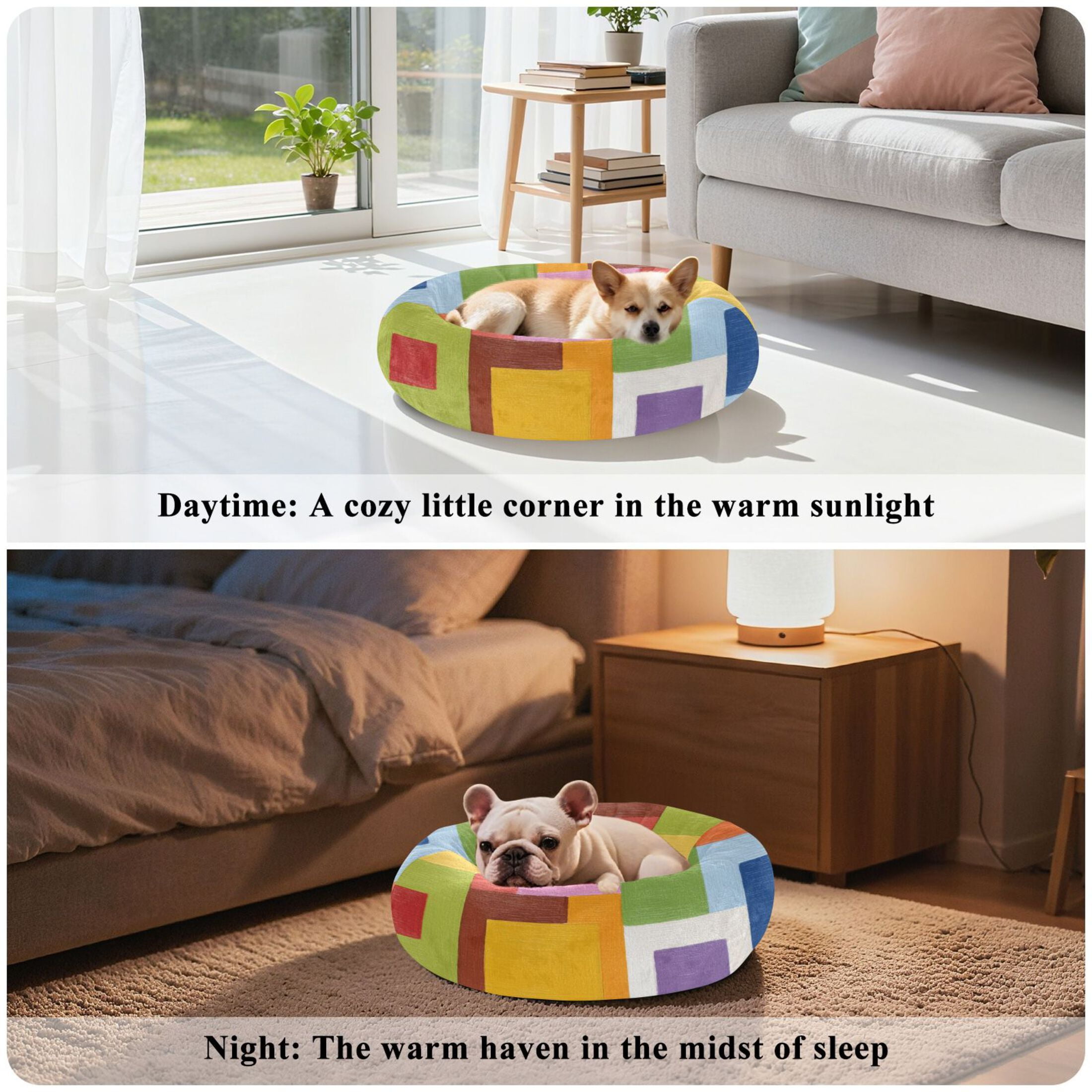 Pet Bed Pet Mat Cozy Removable & Washable Comfort For Cats And Dogs Squares Of Different Colors