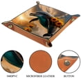 thumbnail image 3 of Women Girls Leather Square Dish Trinket Plate Jewelry Tray for Mothers Day Birthday Gift, Sea Dolphin with Sunflowers, 3 of 6
