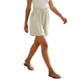 thumbnail image 2 of Endives Womens Wide Leg Short Pants Elastic Waist Loose Cuffed Shorts Casual Short with Pockets M-4XL Beige, 2 of 5