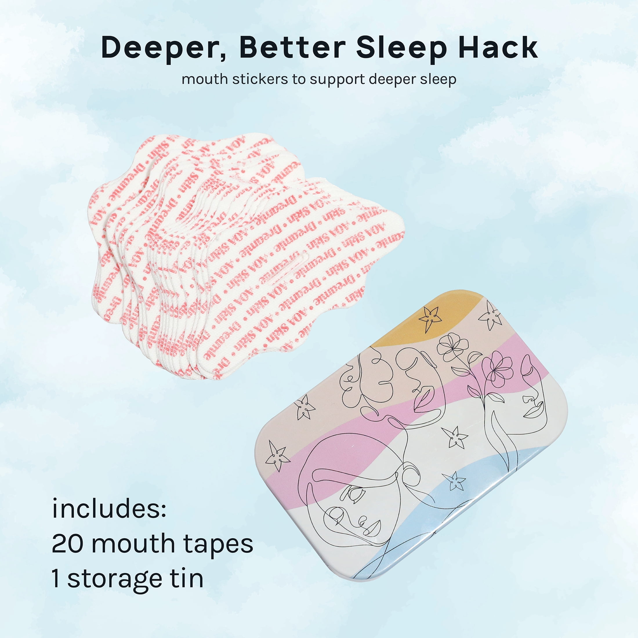 AOA Skin Dreamie Mouth Tape 20 Count – Gentle Overnight Lip Closure for Restful Sleep