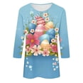 thumbnail image 4 of Womens Easter Shirt 3/4 Sleeve Round Neck Tees Casual Loose Fit Blouse Cute Bunny Print Shirts Trendy Spring Outfits 2026, 4 of 5
