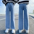 thumbnail image 2 of JUMESG Teen Girl Jeans Girls Jeans Wide Leg Denim Pants Ripped Baggy High Waisted with Pockets Teen Casual Kids Blue,8-9 Years, 2 of 6