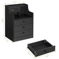 thumbnail image 3 of Afuhokles Nightstand with Charging Station, Night Stand with Hutch and Storage Drawers, Black, 3 of 10
