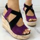 thumbnail image 1 of Sandalias de tacón de cuña informales con boca de pescado y suela gruesa para mujer de verano Wmkox8yii  sa4388, 1 of 5