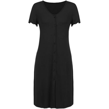 

Women s Feeding Sleepwear Maternity Dress Short Sleeve Black XXL