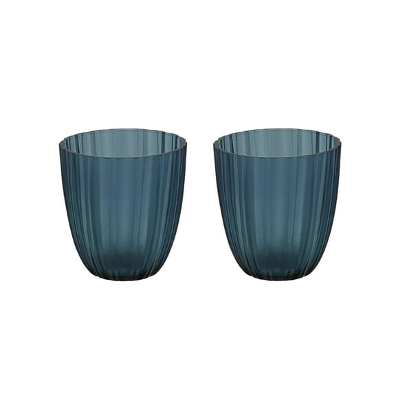 Aspen Creative 16012-2 Blue Glass Votive Candle Holder 3-3/4" Diameter x 4-1/4" Height, 2 Pack
