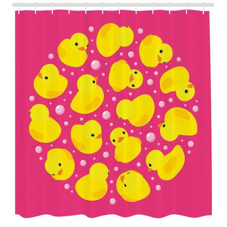 Rubber Duck Shower Curtain Fun Baby Duckies Circle Artsy Pattern