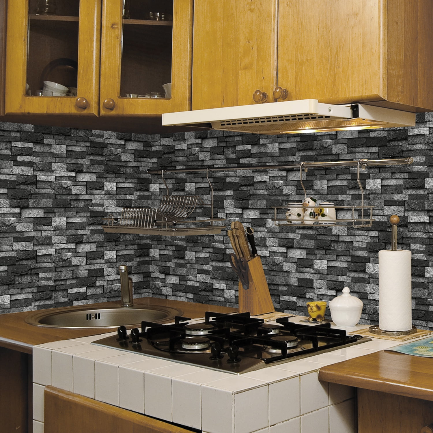 Peel and Stick Backsplash 3D Wall Tiles,Self-Adhesive,Oil Proof,Waterproof, Removable Wall Panels for Kitchen & Bathroom,Modern Design, Easy Install (9.68x4.72 inch,48 Pack)