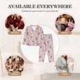 thumbnail image 6 of KLL Hello Summer With Gnome Print Women's Long Sleeve Pajamas with Pants Sleepwear Loungewear 2 Set-Medium, 6 of 7