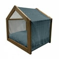 thumbnail image 2 of Teal and Yellow Pet House, Pattern with Vertical Abstract Ornaments Rhombus Forms and Lines, Outdoor & Indoor Portable Dog Kennel with Pillow and Cover, 5 Sizes, Dark Teal Pale Yellow, by Ambesonne, 2 of 5