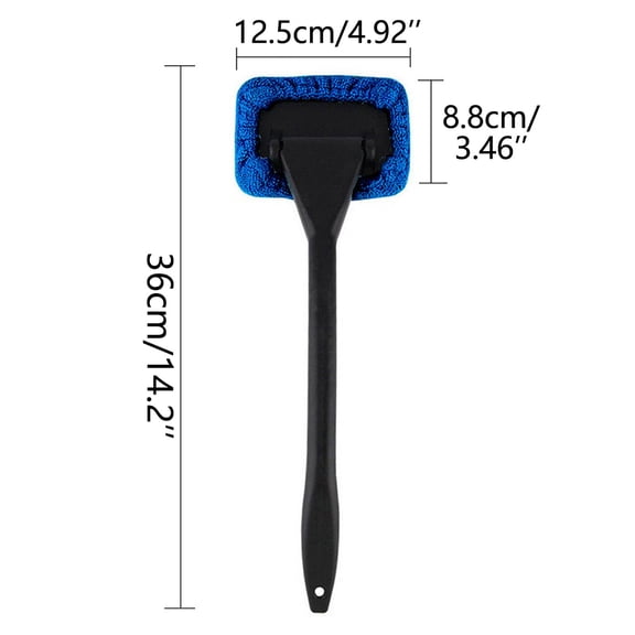 Car Windshield Cleaner Car Windshield Cleaner Dual Head Brush Microfiber Interior Wipe Tool 15.7" Handle Multi Surface Glass Scraper Defogger Vehicle Care Interior Glass Wipe