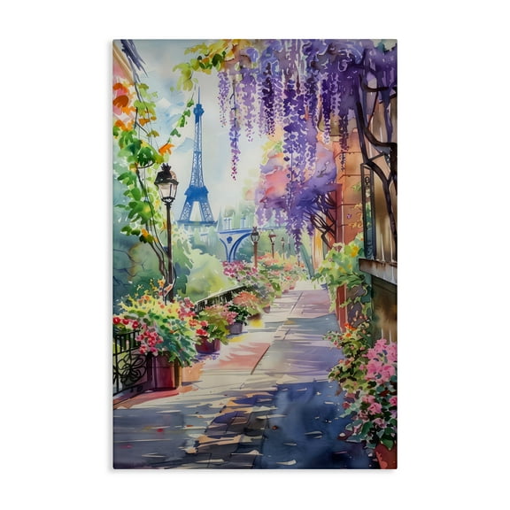 Stupell Industries Wisteria Walkway in Paris Canvas Wall Art design by LSR Creative Studio, 24 x 16