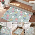 thumbnail image 5 of Area Rug 2 x 3 Ft, Easter Bunny Indoor Accent Bathroom Rugs for Kitchen/Laundry Room, Colorful Eggs Spring Leaves Daisy Blue Washable Non-Slip Runner Floor Mat for Entryway, Living Room, 5 of 8