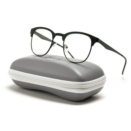 WearMe Pro - Metal Frame Modern Clear Lens Glasses (Black, 50)